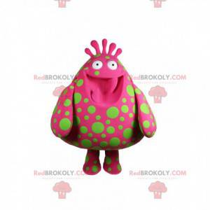 Grote druppel fuchsia mascotte met groene erwten -