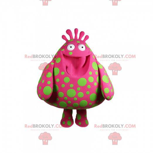 Mascot stor fuchsia dråbe med grønne ærter - Redbrokoly.com