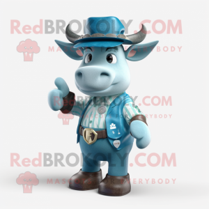 Cyan Jersey Cow maskot...