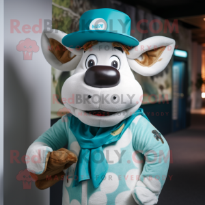 Cyan Jersey Cow mascotte...