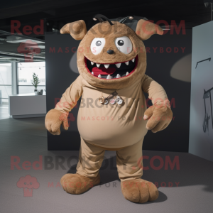 Beige Demon maskot kostym...