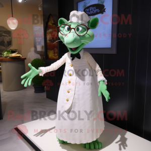 Green Ratatouille mascot costume character dressed with a Wedding Dress and Eyeglasses