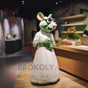 Green Ratatouille mascot costume character dressed with a Wedding Dress and Eyeglasses