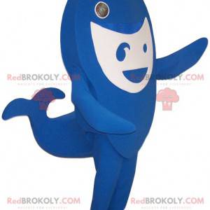 Mascotte balena blu e bianca. Costume di vitello -