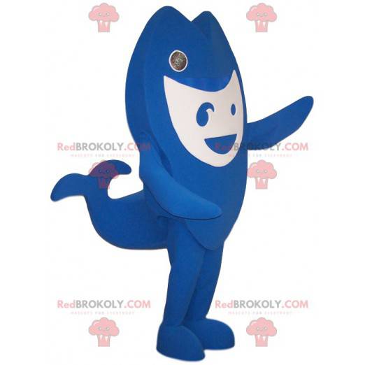 Mascotte balena blu e bianca. Costume di vitello -