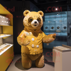 Gold Bear maskot kostume...