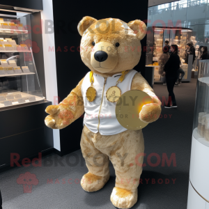 Gold Bear maskot kostym...