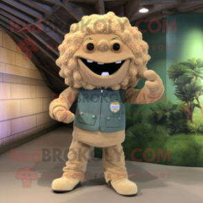 Tan Cauliflower mascot costume character dressed with a Corduroy Pants and Bracelet watches