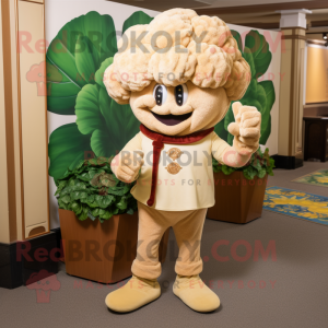 Tan Cauliflower mascot costume character dressed with a Corduroy Pants and Bracelet watches
