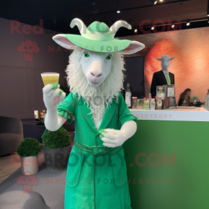 Grøn Angora Goat maskot...