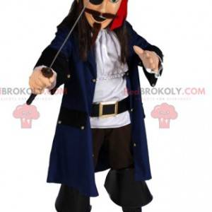 Piratmaskot med et storslået sværd. Pirat kostume -