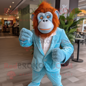 Himmelblå orangutang maskot...