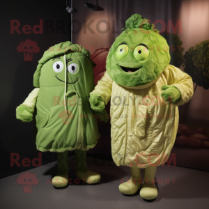 Lime Green Corned Beef And Cabbage mascot costume character dressed with a Parka and Hairpins