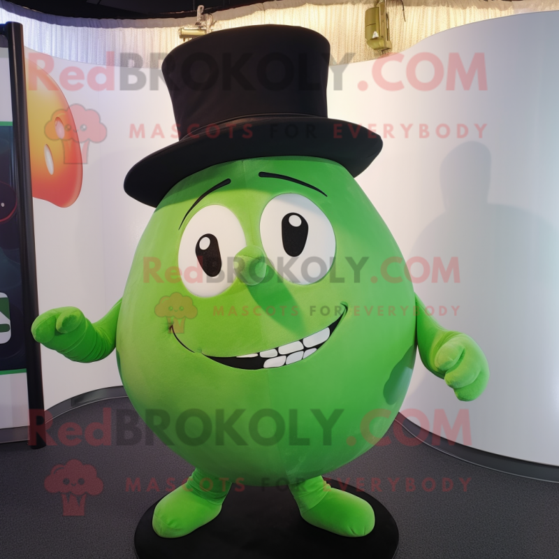 Green Apple mascot costume character dressed with a Bodysuit and Hat pins