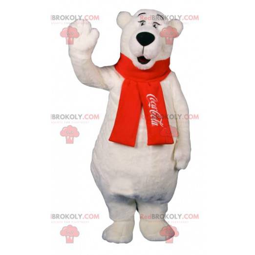 Polar bear mascot with a red scarf - Redbrokoly.com