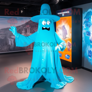 Cyan Ghost mascotte kostuum...