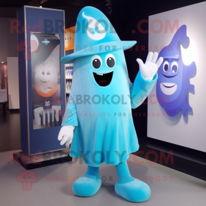 Cyan Ghost mascotte kostuum...