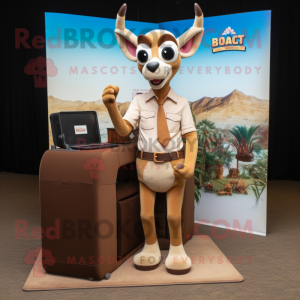 Tan Gazelle mascot costume character dressed with a Shorts and Briefcases