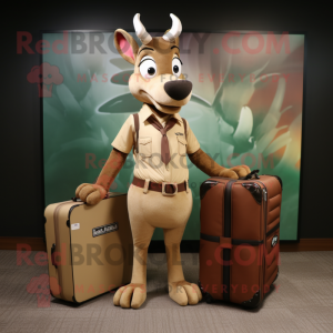 Tan Gazelle mascot costume character dressed with a Shorts and Briefcases