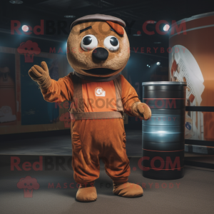 Rust Juggle mascot costume character dressed with a Sweatshirt and Belts