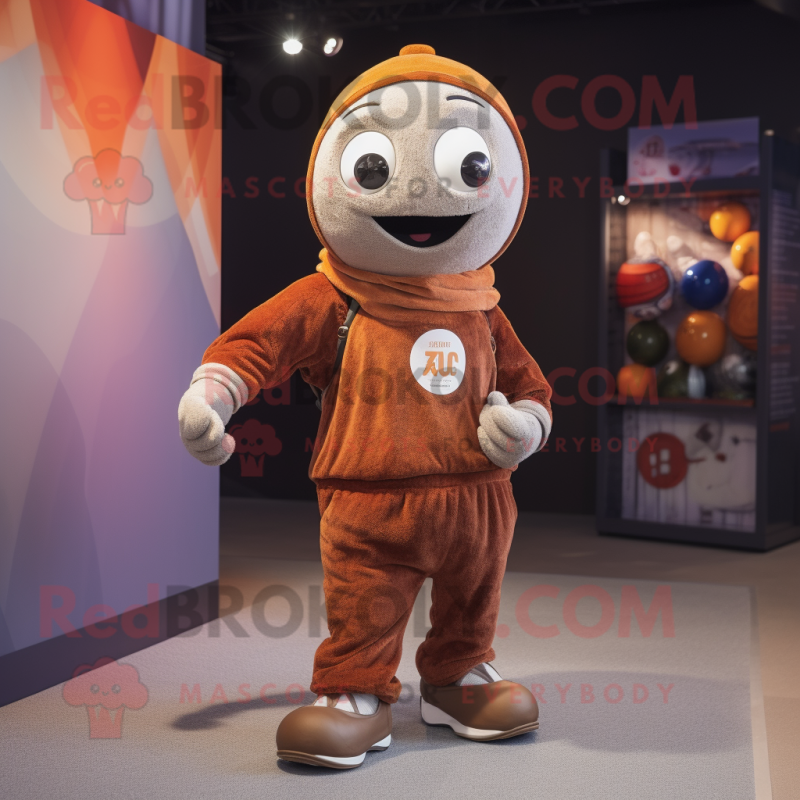 Rust Juggle mascot costume character dressed with a Sweatshirt and Belts Rust Juggle mascot costume character dressed with a Sweatshirt and Belts