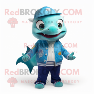 Cyan Ceviche maskot kostume...