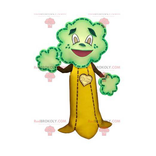 Mascotte gigante albero a forma di marrone giallo e verde -