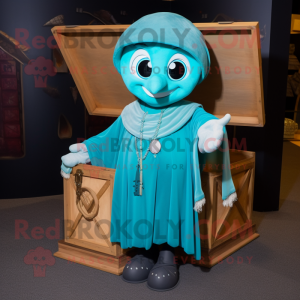 Cyan Treasure Chest maskot...