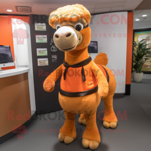 Orange Camel mascot costume character dressed with a Jeggings and Belts