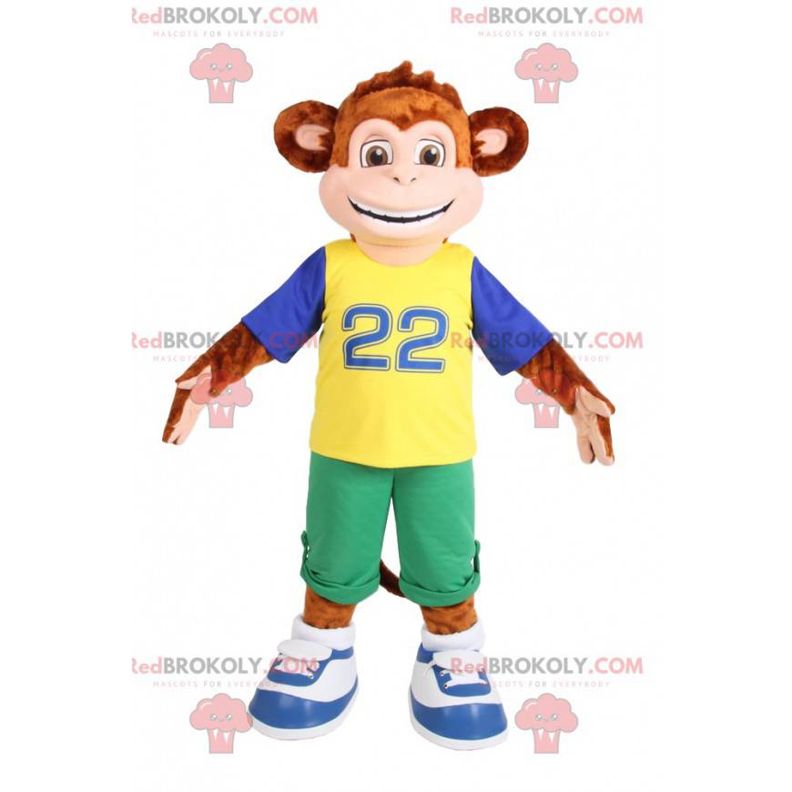 Bruine aapmascotte in sportkleding. Aap kostuum - Redbrokoly.com Bruine aapmascotte in sportkleding. Aap kostuum - Redbrokoly.com