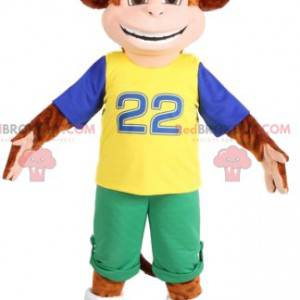 Bruine aapmascotte in sportkleding. Aap kostuum - Redbrokoly.com