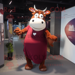 Maroon Cow mascotte kostuum...