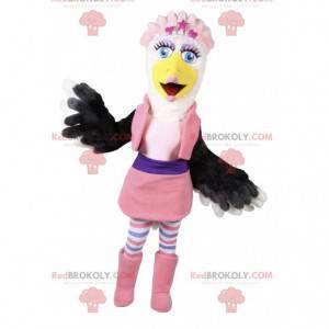 Mascotte aquila femminile con un set rosa. - Redbrokoly.com