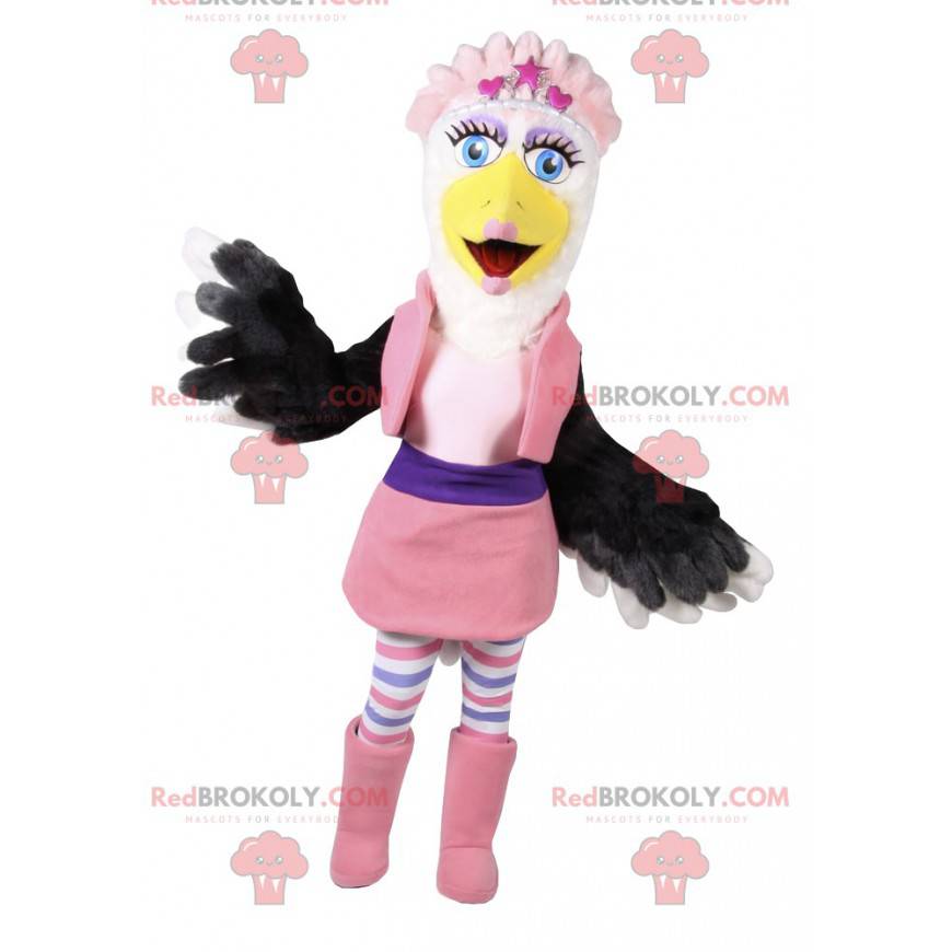 Águia fêmea mascote com um conjunto rosa. - Redbrokoly.com