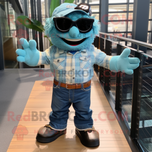 Teal Cod maskot kostume...