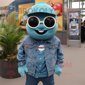 Teal Cod maskot kostume...