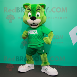 Grøn Puma maskot kostume...