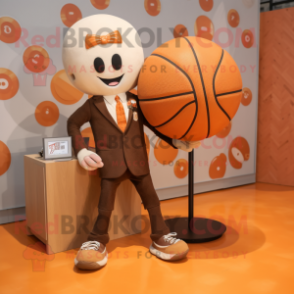 Rust Basketball Ball mascot costume character dressed with a Suit Jacket and Wallets