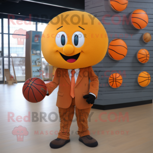 Rust Basketball Ball mascot costume character dressed with a Suit Jacket and Wallets