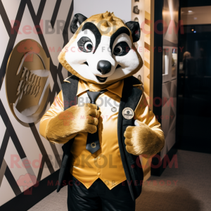 Gold Badger maskot kostume...