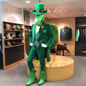 Green Horseshoe mascot costume character dressed with a Blazer and Shoe clips