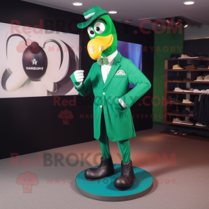 Green Horseshoe mascot costume character dressed with a Blazer and Shoe clips