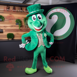 Green Horseshoe mascot costume character dressed with a Blazer and Shoe clips