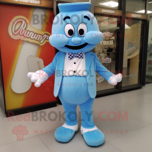 Sky Blue Wrist Watch mascot costume character dressed with a Romper and Bow ties