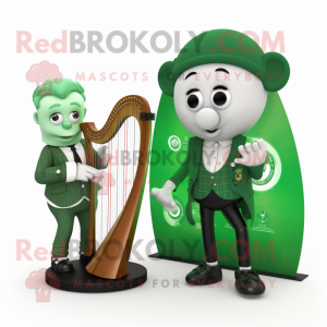 Green Celtic Harp mascot costume character dressed with a Suit Pants and Watches