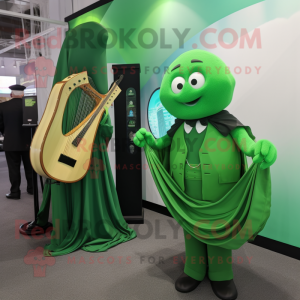 Green Celtic Harp mascot costume character dressed with a Suit Pants and Watches