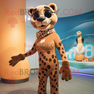 Brun Cheetah maskot drakt...