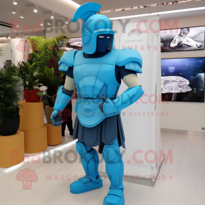 Cyan Spartan Soldier maskot...