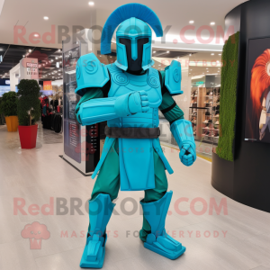 Cyan Spartan Soldier maskot...