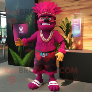 Magenta Chief mascot costume character dressed with a Polo Shirt and Anklets